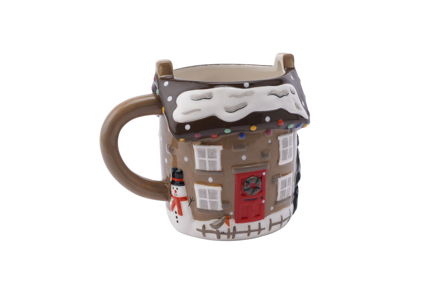 Winter Robin Christmas House Snack Mug