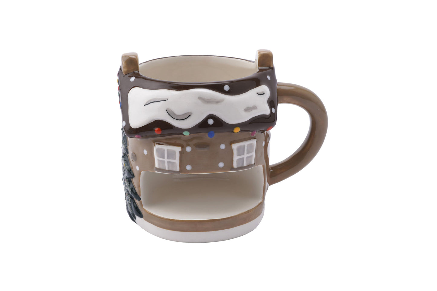 Winter Robin Christmas House Snack Mug