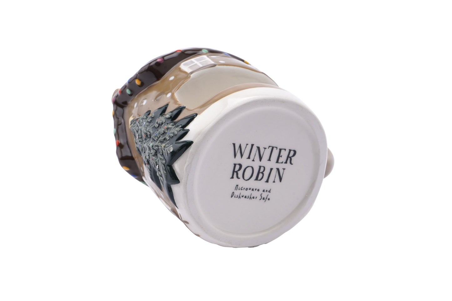 Winter Robin Christmas House Snack Mug