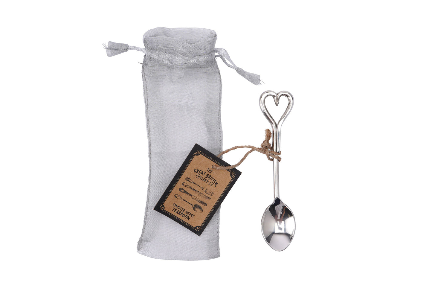 Twisted Heart Teaspoon in Organza Bag