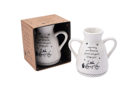 Twin Handle Ceramic Bud Vase | ‘Stay Among Your Favourite Flowers…’ | Gift Box | Gift For Home