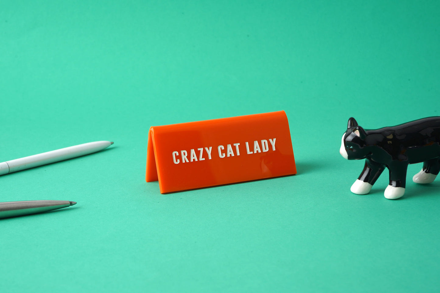 'Crazy Cat Lady' Orange Desk Sign