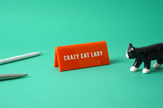 Orange Acrylic Desk Sign ‘Crazy Cat Lady'
