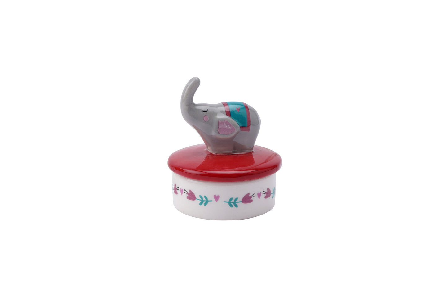 Live Happy Elephant Ceramic Trinket Pot