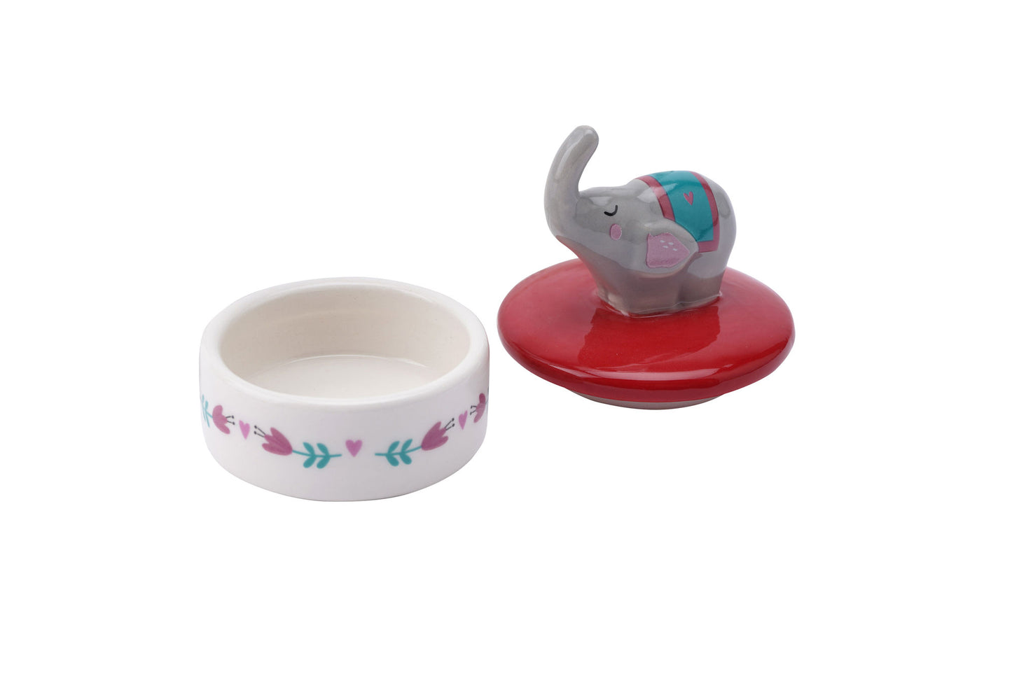 Live Happy Elephant Ceramic Trinket Pot