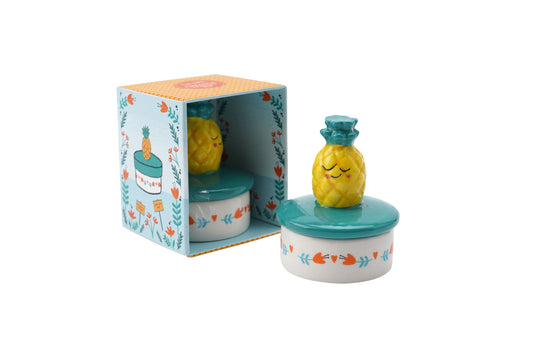 Live Happy Pineapple Ceramic Trinket Pot