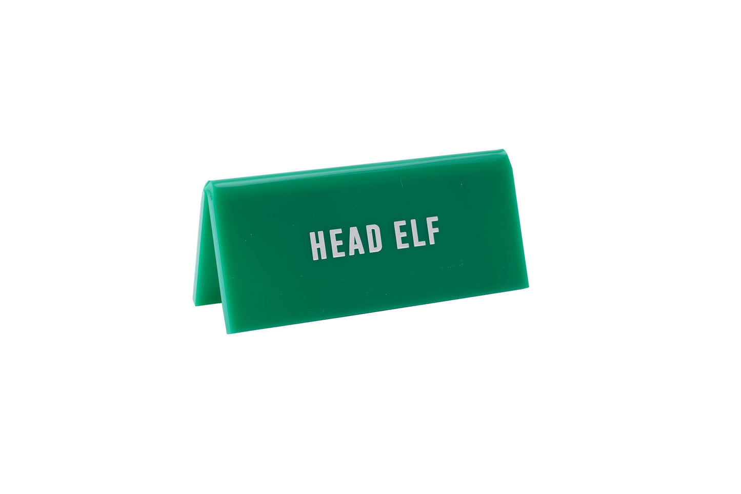 Acrylic ‘Head Elf' Desk Sign  • Green • Gift For Christmas