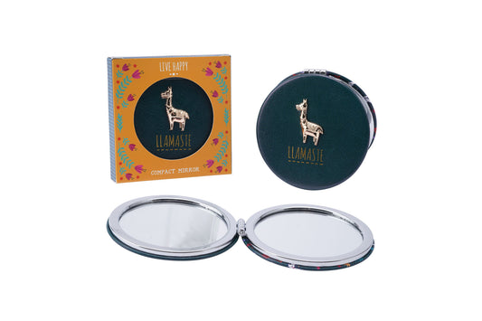 Live Happy 'Llamaste' Llama Compact Mirror