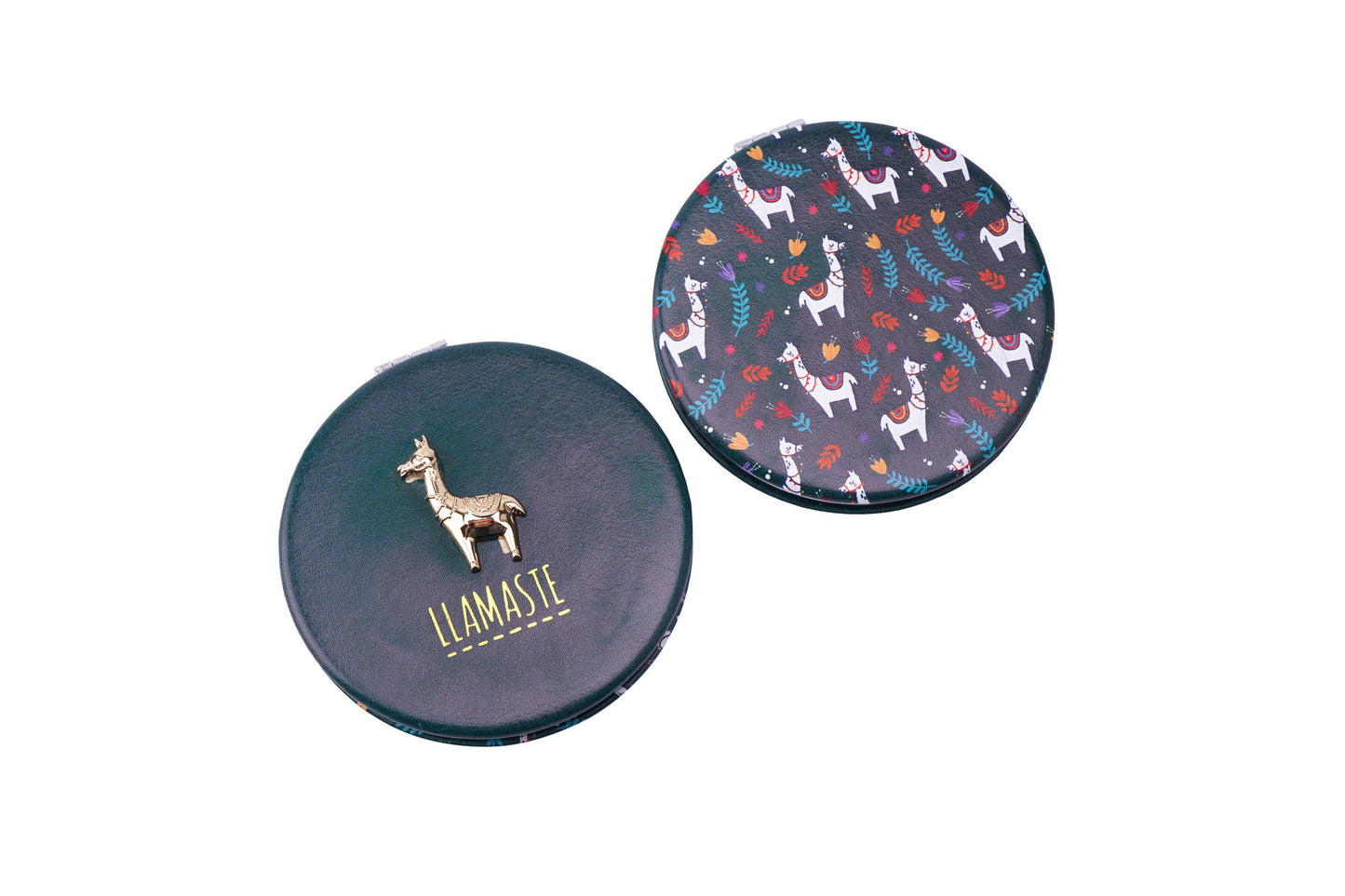 Live Happy 'Llamaste' Llama Compact Mirror