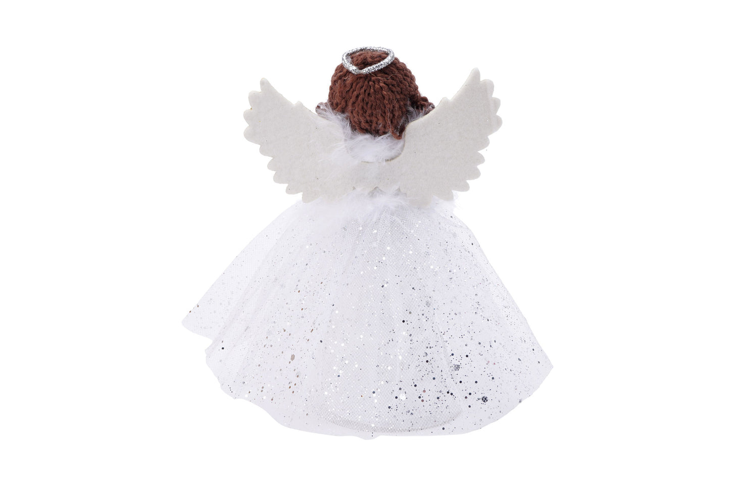 Silver Brown Haired Angel Light Up Tree Topper