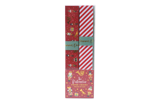 The Nutcracker Pack of 100 Paper Chains | Length: 5m| Red White | Christmas Decoration | Gift For Home & Christmas