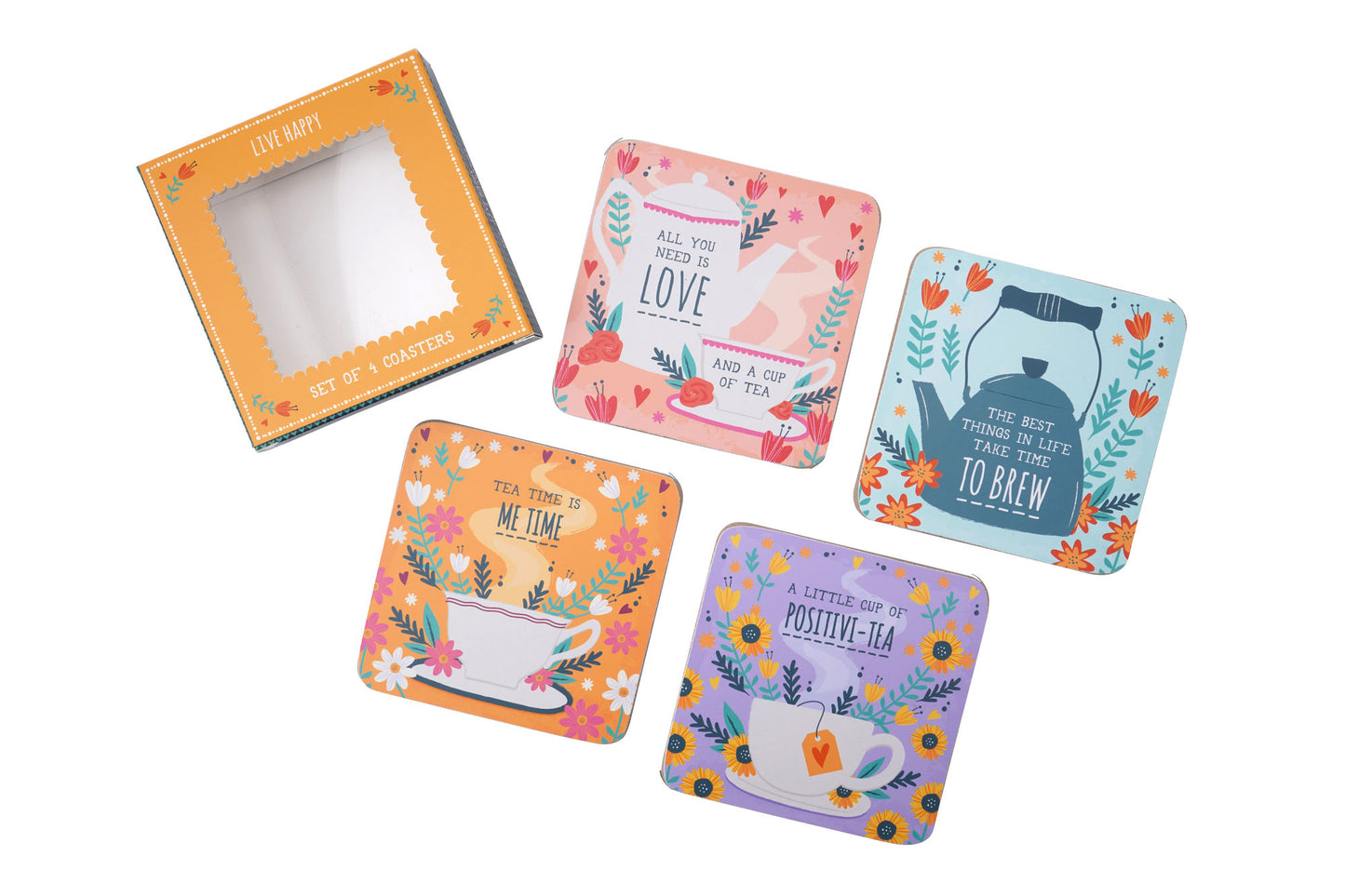 Live Happy Set of 4 Coasters