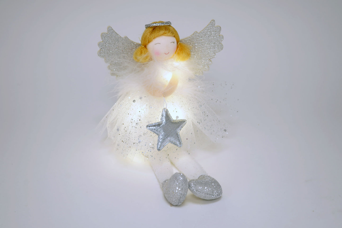 Christmas Silver Angel Light Up Shelf Sitter