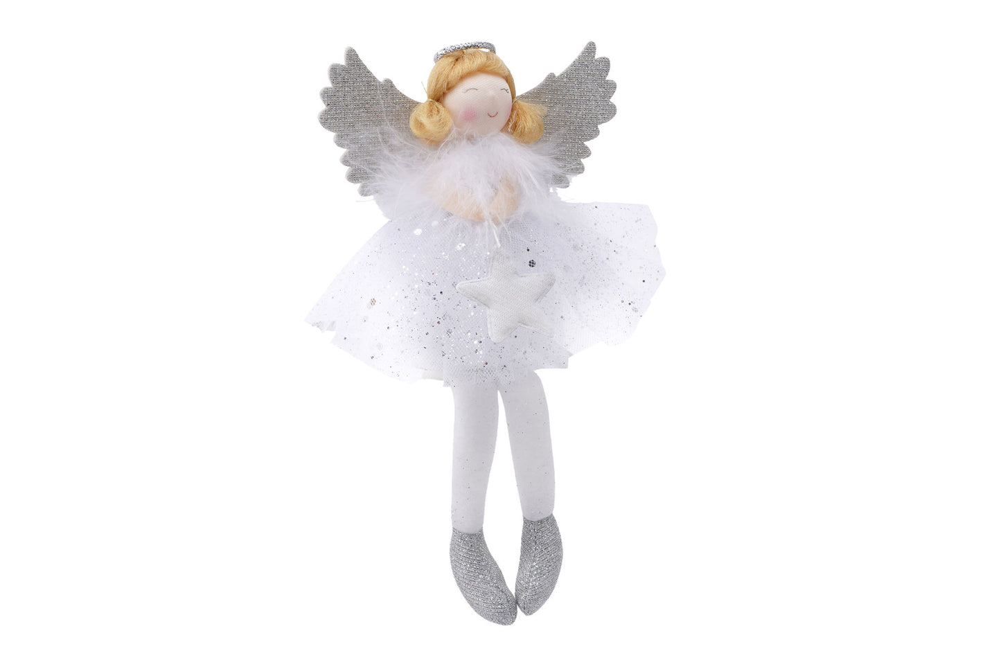 Christmas Silver Angel Light Up Shelf Sitter