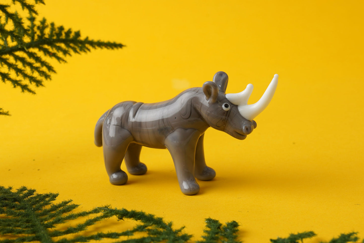 Artisan Glass Rhino Figurine