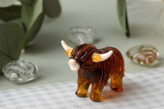 Artisan Glass Highland Cow Figurine