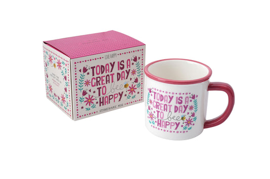 Live Happy 'Today Is A Great Day..' Stoneware Mug