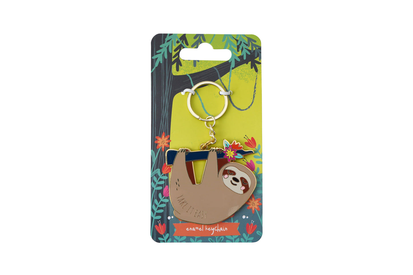 Live Happy 'Take It Easy' Sloth Enamel Keychain