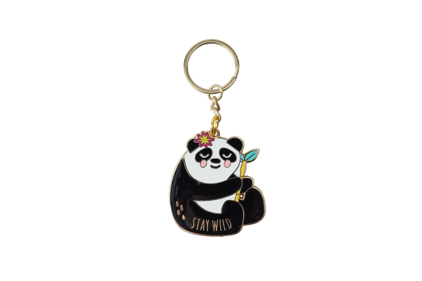 Live Happy 'Stay Wild' Panda Enamel Keychain