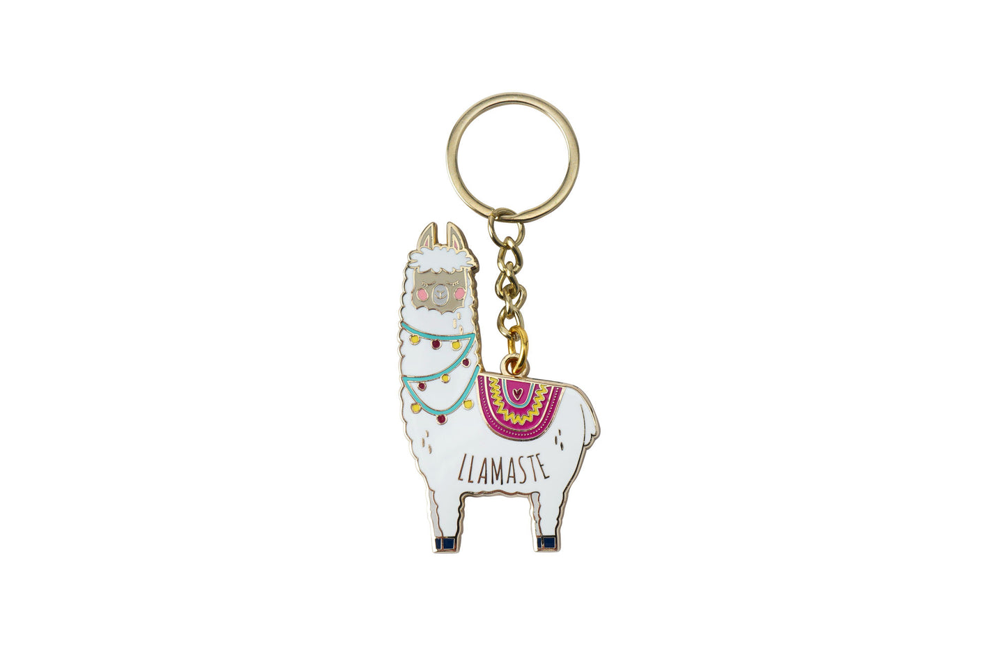 Live Happy 'Llamaste' Llama Enamel Keychain