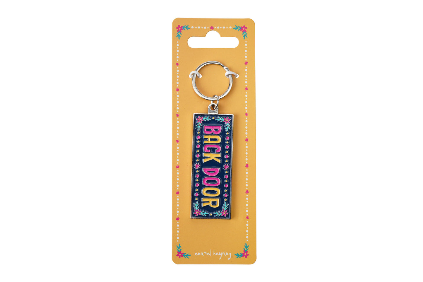 Live Happy 'Back Door' Enamel Keyring