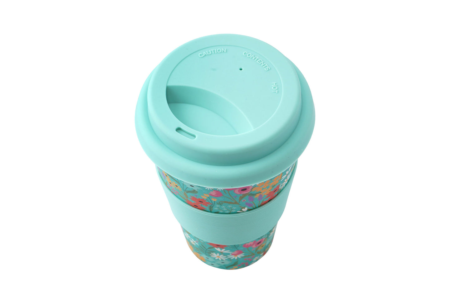 The Flower Market Teal Floral Bamboo Travel Mug