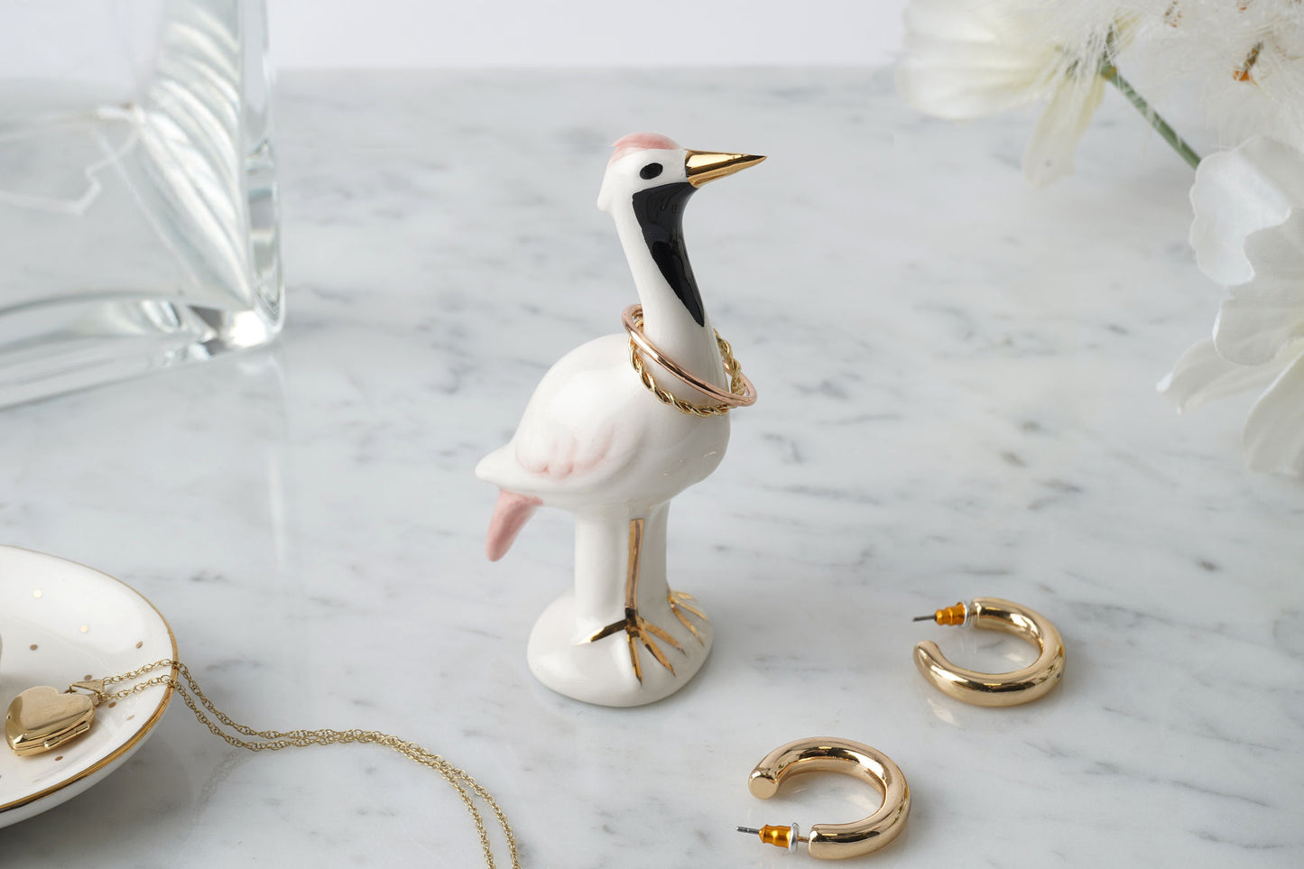 Ceramic Crane Ring Holder