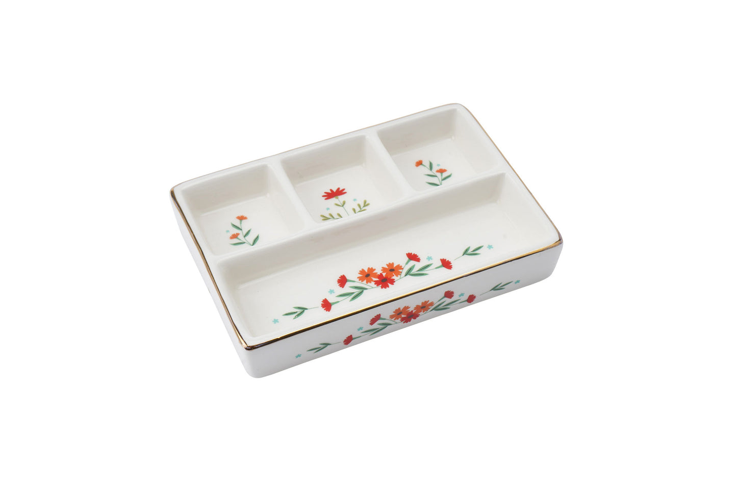 The Flower Market Rectangular Ceramic Jewellery Compartment Organiser • Gift Boxed • Gift For Her • Jewellery Gift • Trinket Storage