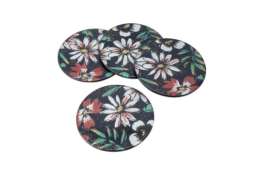 Twilight Bloom Glass Set Of 4 Coasters