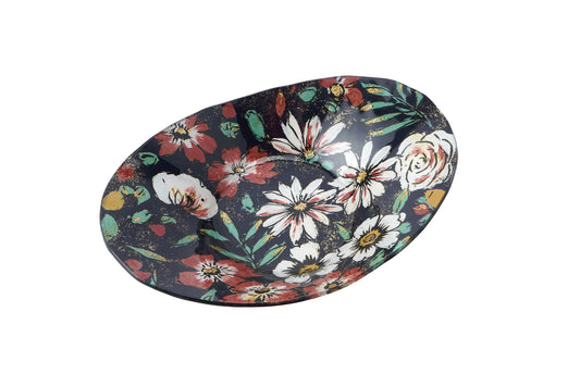 Twilight Bloom Glass Large Oval Bowl