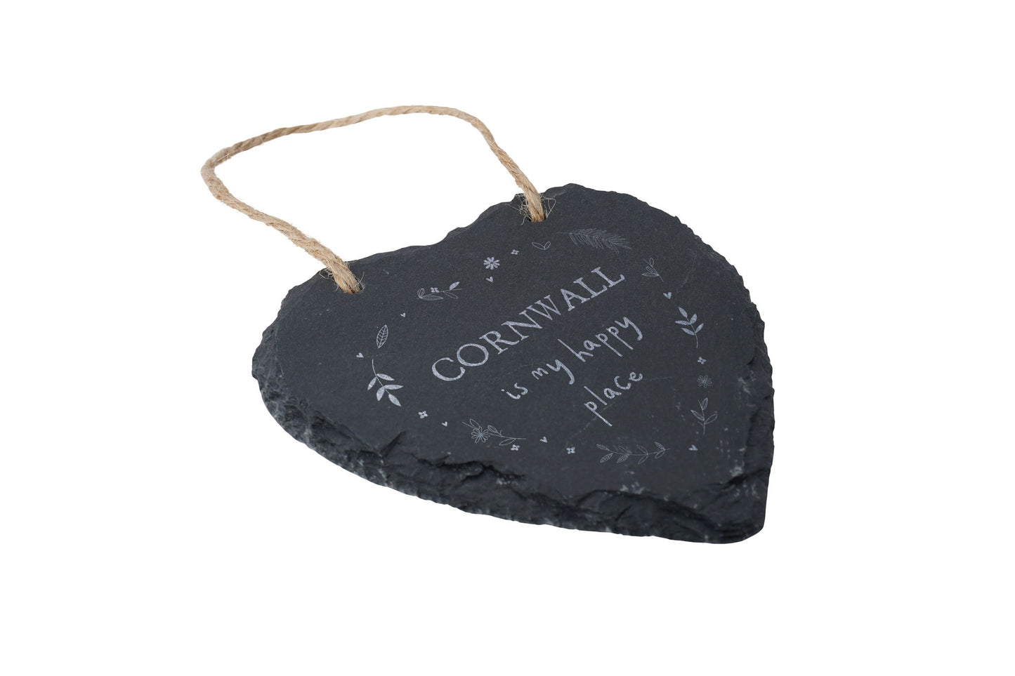 'Cornwall Is My Happy Place' Slate Heart Hanger