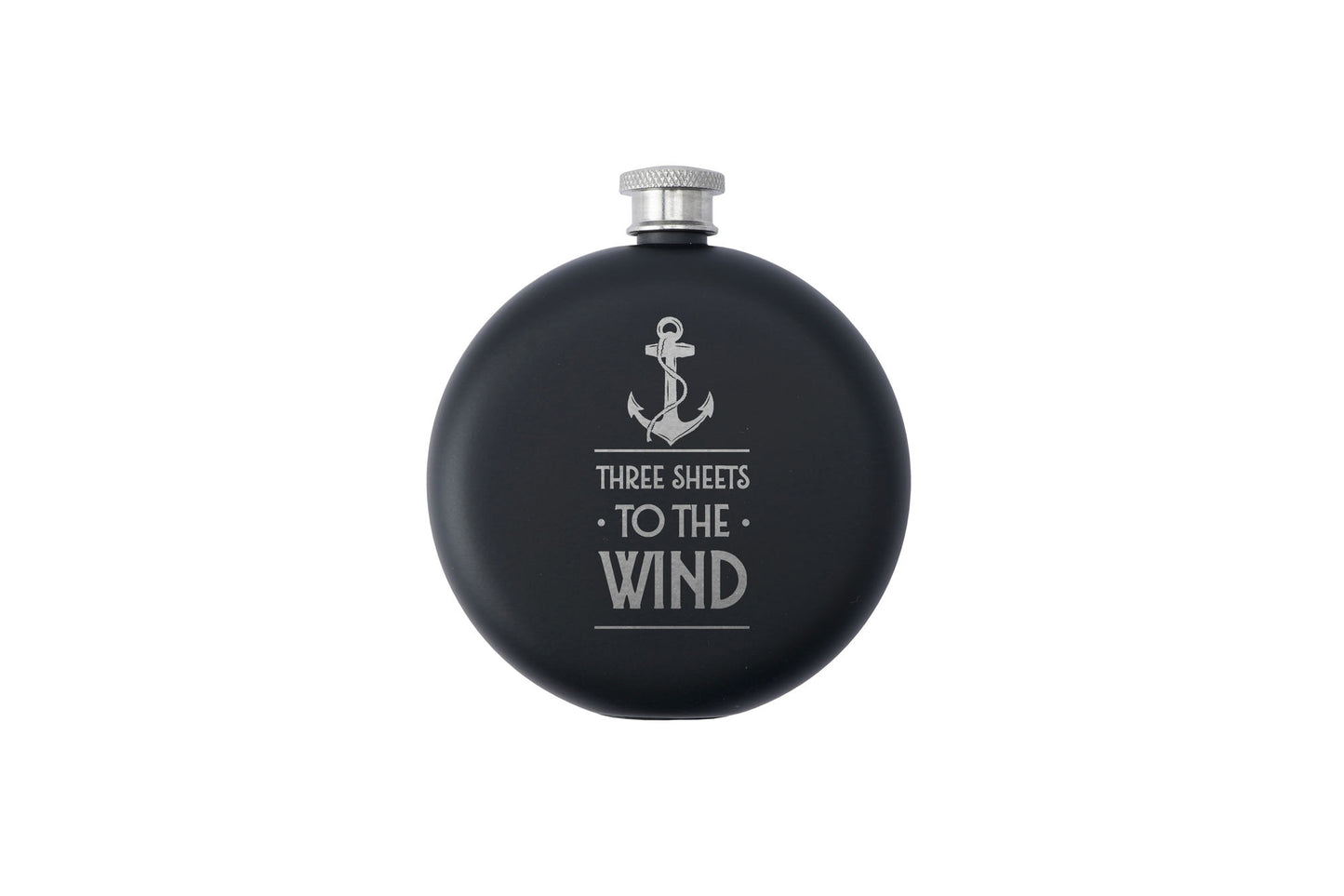 Dapper Chap 'Three Sheets To...' Black Hip Flask