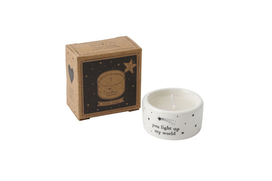 Send With Love 'You Light Up My World' Ceramic Tealight In Gift Box