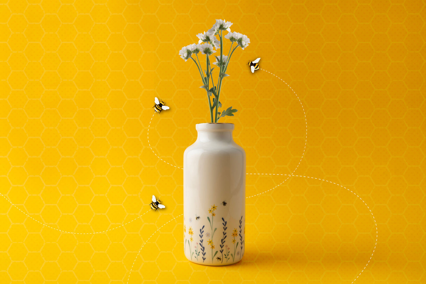 The Beekeeper Floral Ceramic Bottle Vase