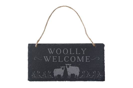 Bramble Farm 'Woolly Welcome' Slate Hanging Sign