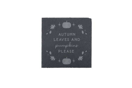 Snuggle Season 'Autumn Leave' Square Slate Coaster