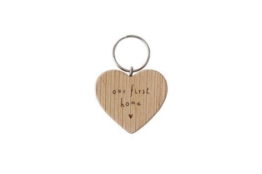 Send With Love 'Our First Home' Oak Heart Keyring