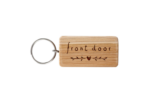 Send With Love 'Front Door' Oak Rectangle Keyring