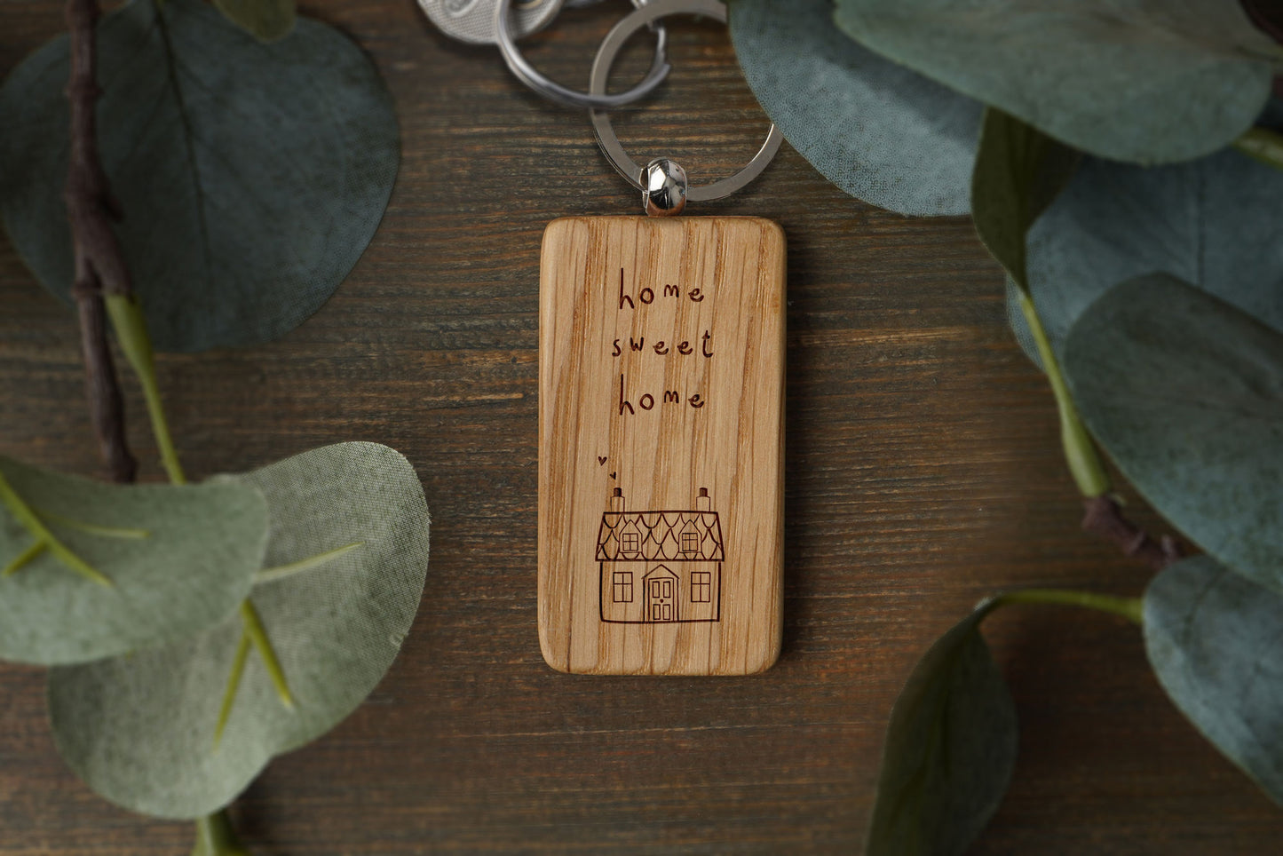 Send With Love 'Home Sweet Home' Oak Keyring