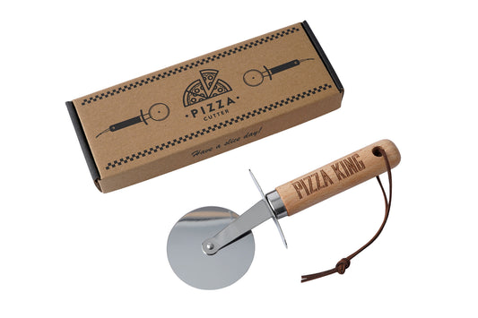 'Pizza King' Wooden Pizza Cutter