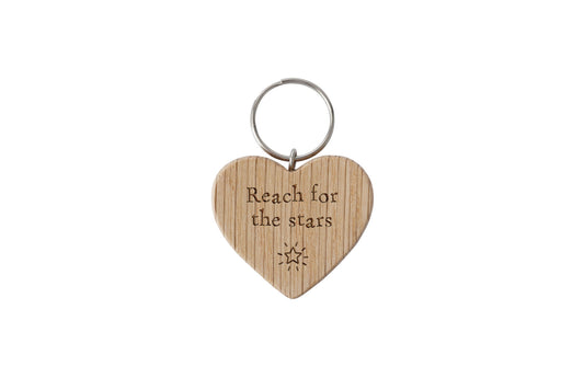 'Reach For The Stars' Oak Heart Keyring