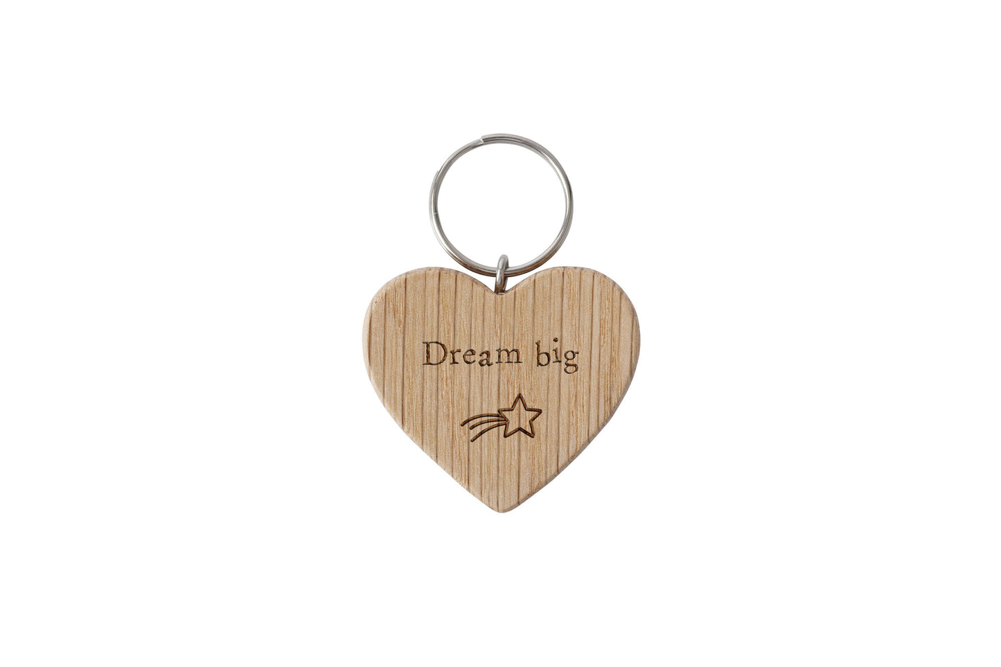 'Dream Big' Oak Heart Keyring