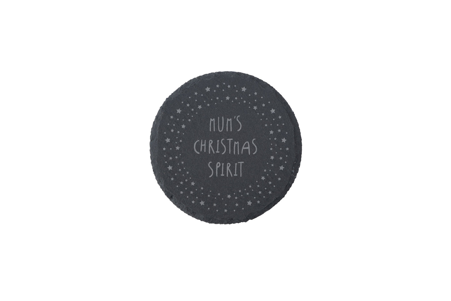 'Mum's Christmas Spirit' Round Slate Coaster