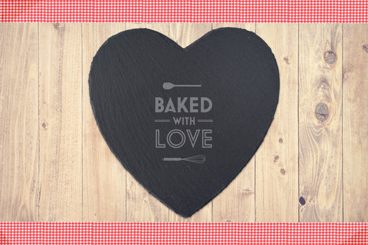 'Baked With Love' Slate Heart Serving Board