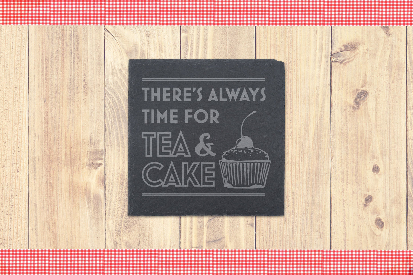 'Tea And Cake' Square Slate Coaster