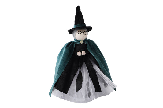 Witch Professor Christmas Tree Topper | 21cm | Magical Green Lights | Battery Operated | Green Lights | Witch | Decoration