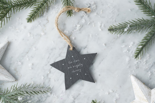 SWL 'The Stars Ar...' Slate Hanging Christmas Star