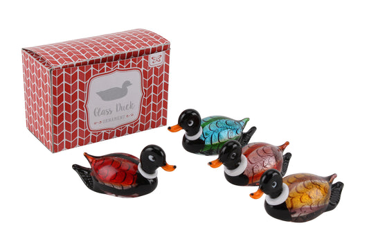 Set of 4 Glass Duck Ornaments In Gift Box • Decoration • Ornament • Collectable • Gift For Home • Home Decor
