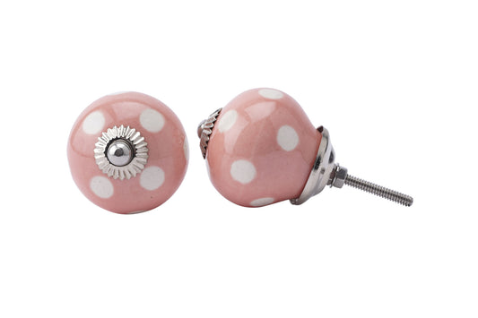 Set of 2 | Ceramic Pink Polka Dot Drawer Pulls • Cabinet Pull • Drawer Knob • DIY Upcycle • Gifts for Home • Home Improvement • Rennovations