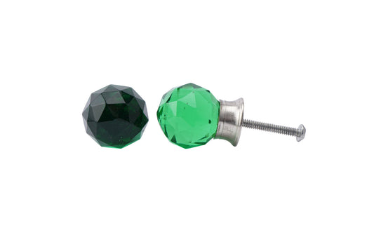 Set of 2 | Small Green Crystal Glass Drawer Cabinet Pull • Drawer Knob • DIY Upcycle • Gifts for Home • Home Improvement • Rennovations